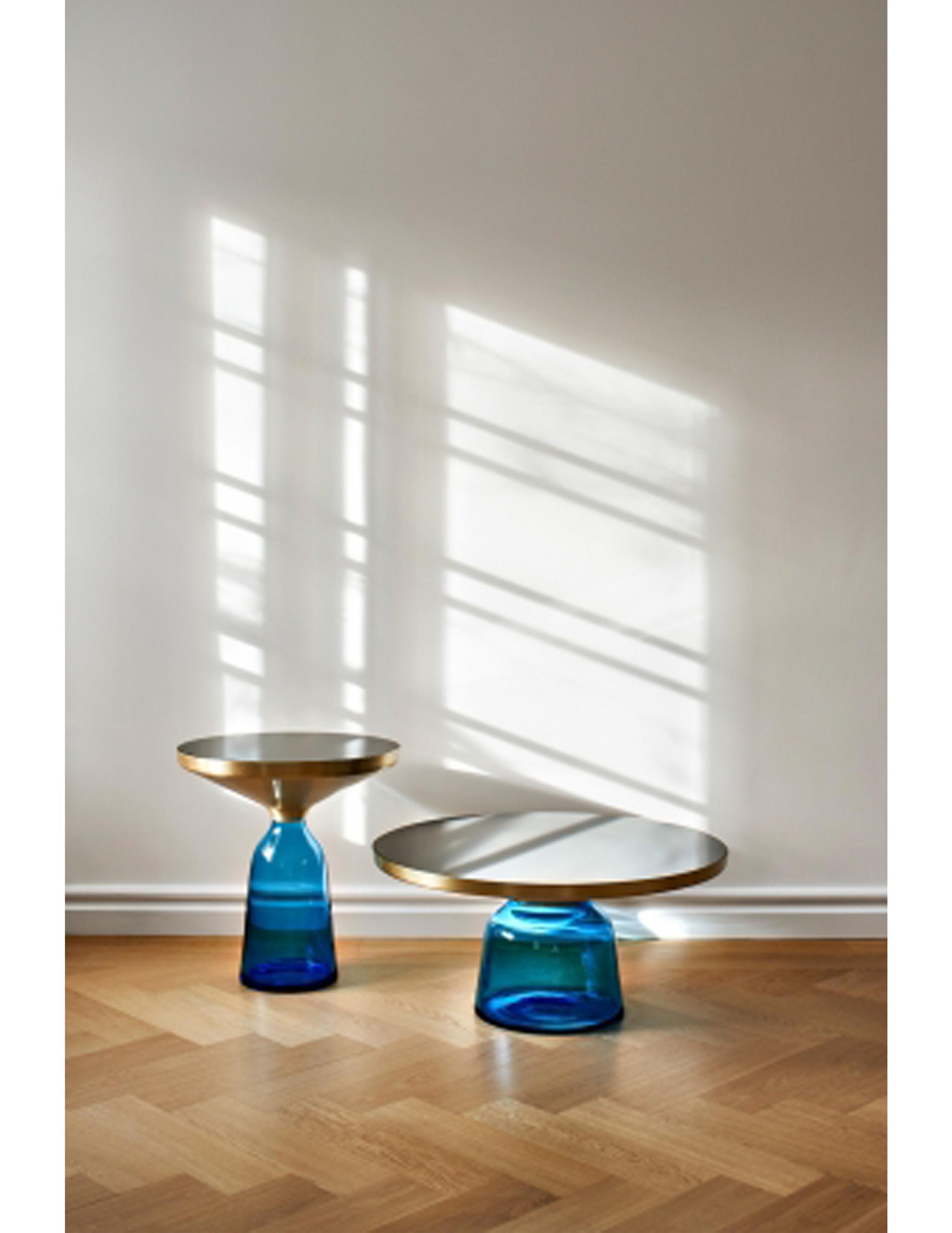 Modern ClassiCon Bell Side Table in Brass and Sapphire Blue by Sebastian Herkner