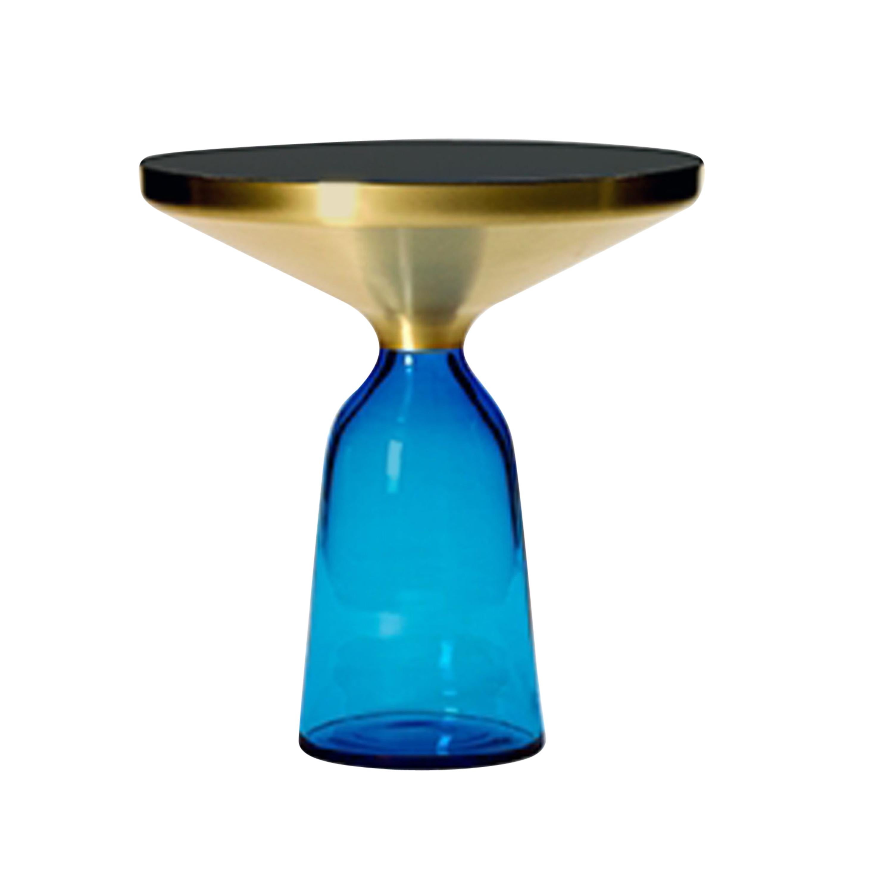 ClassiCon Bell Side Table in Brass and Sapphire Blue by Sebastian Herkner