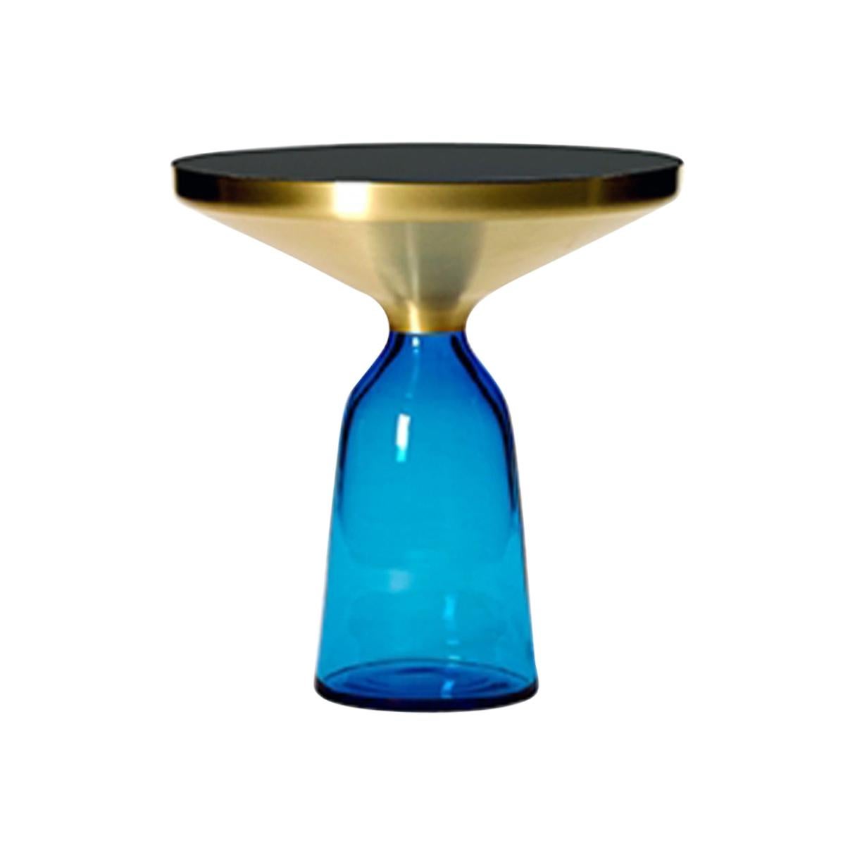 ClassiCon Bell Side Table in Brass and Sapphire Blue by Sebastian Herkner For Sale