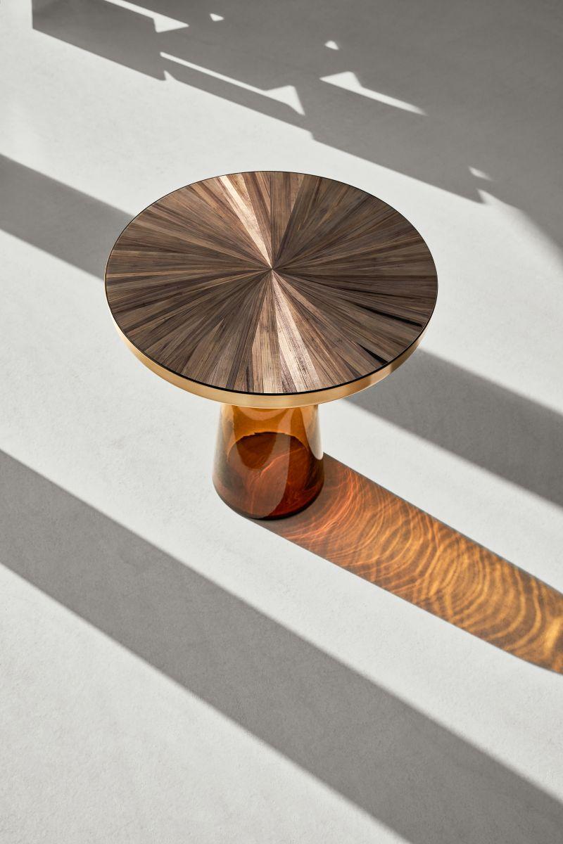 Moderne Table ClassiCon Bell Straw Marqueterie de Sebastian Herkner en vente