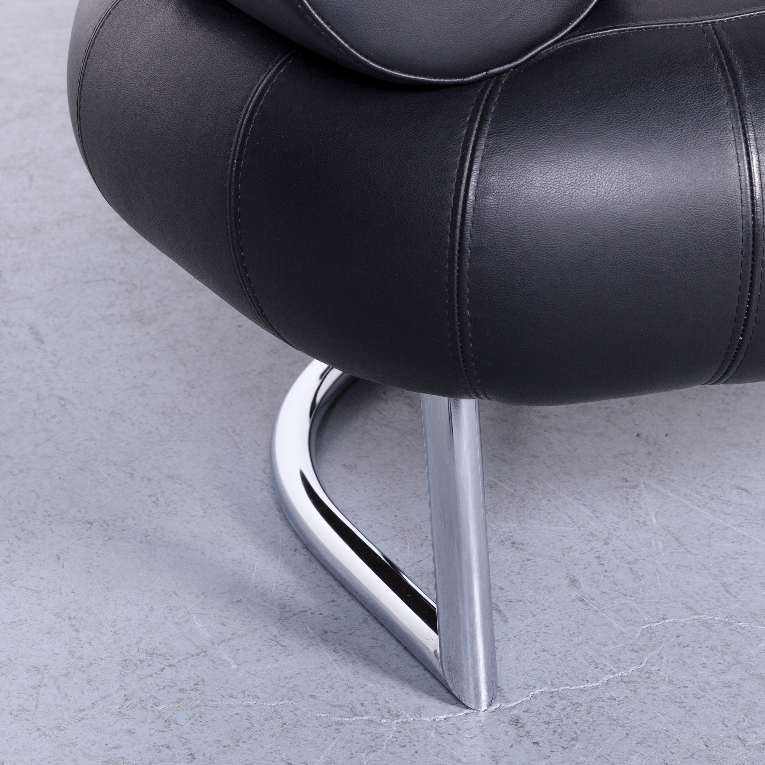 Contemporary ClassiCon Bibendum Chair Designer Leather Armchair Black For Sale
