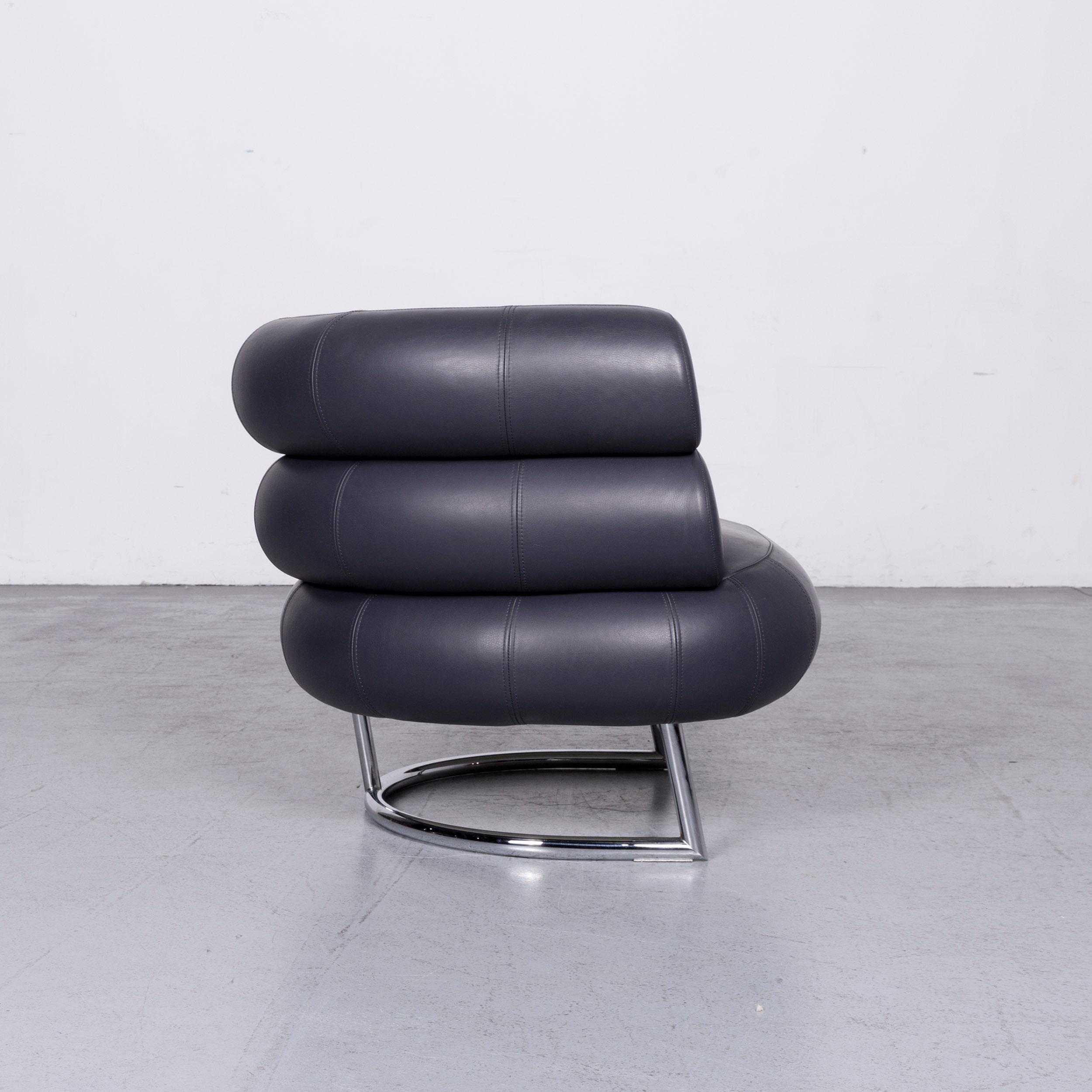 ClassiCon Bibendum Chair Designer Leather Armchair Blue For Sale 1