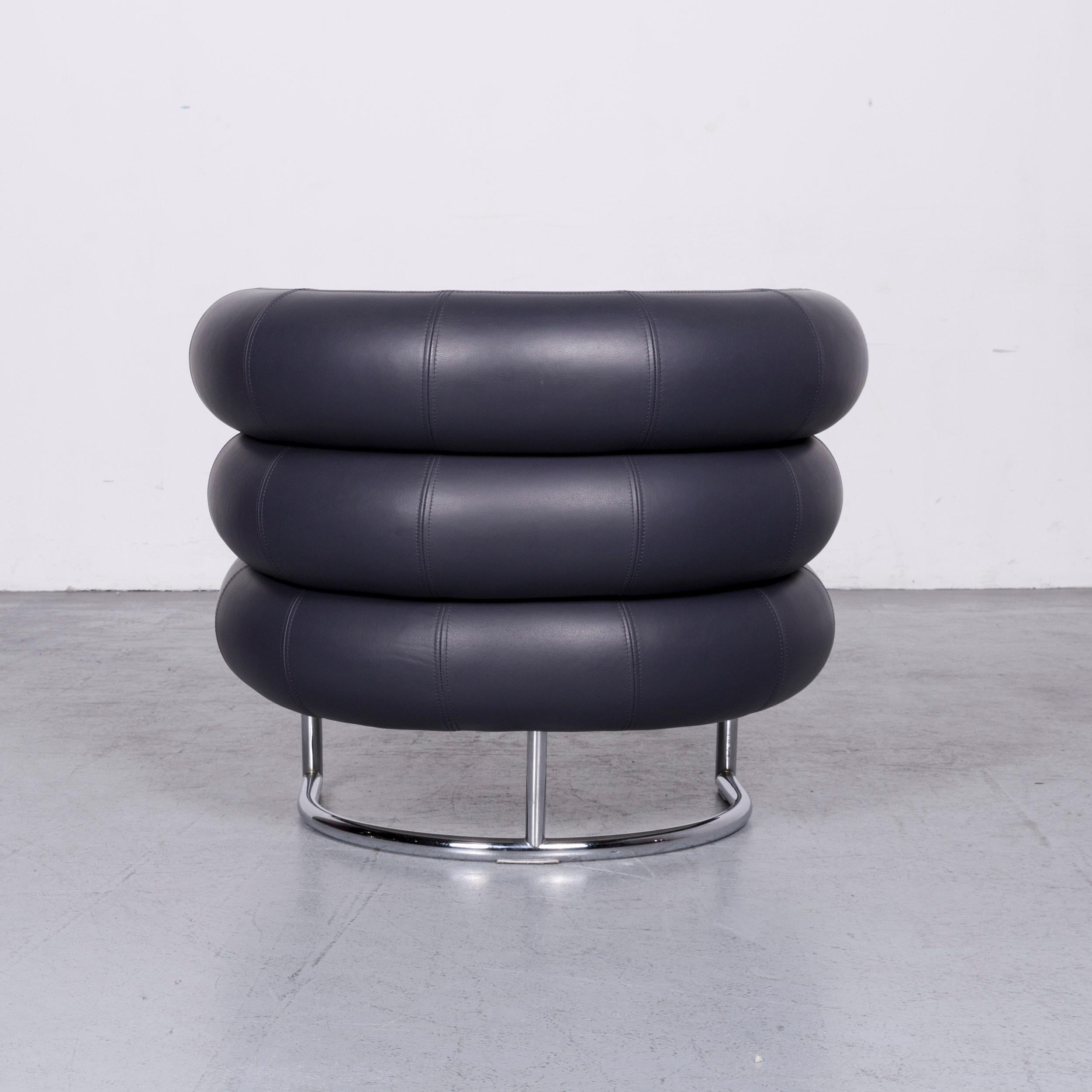 ClassiCon Bibendum Chair Designer Leather Armchair Blue For Sale 2