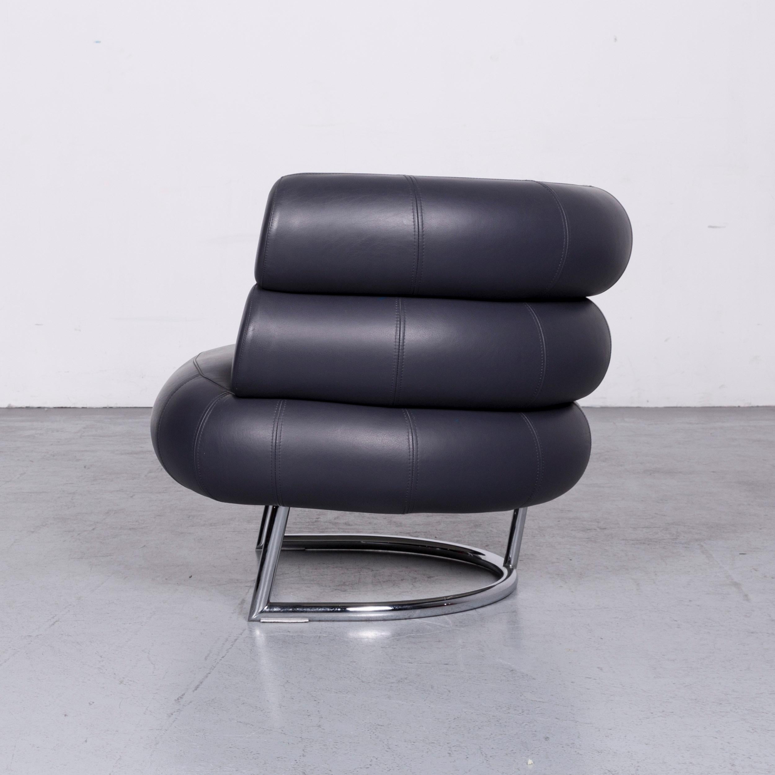 ClassiCon Bibendum Chair Designer Leather Armchair Blue For Sale 3