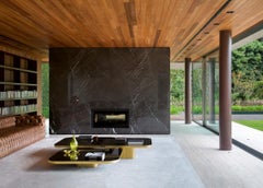 ClassiCon Bow Coffee Table No. 2 by Guilherme Torres, Natural Brass & Black Glas