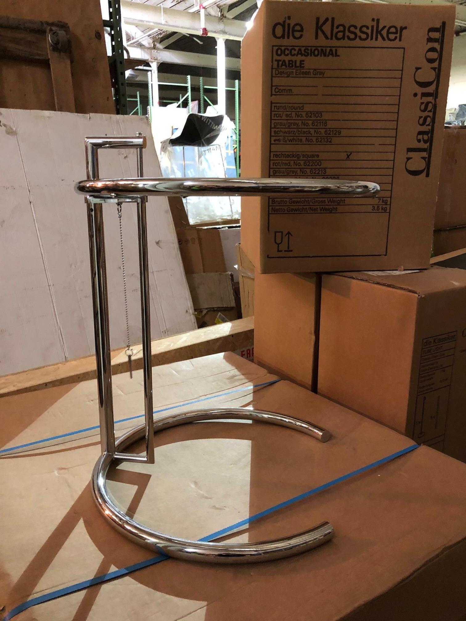 ClassiCon E1027 Height-Adjustable Base Side Table by Eileen Gray In Excellent Condition In New York, NY