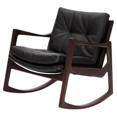 Mecedora ClassiCon Euvira con asiento de piel diseño Jader Almeida - Marrón