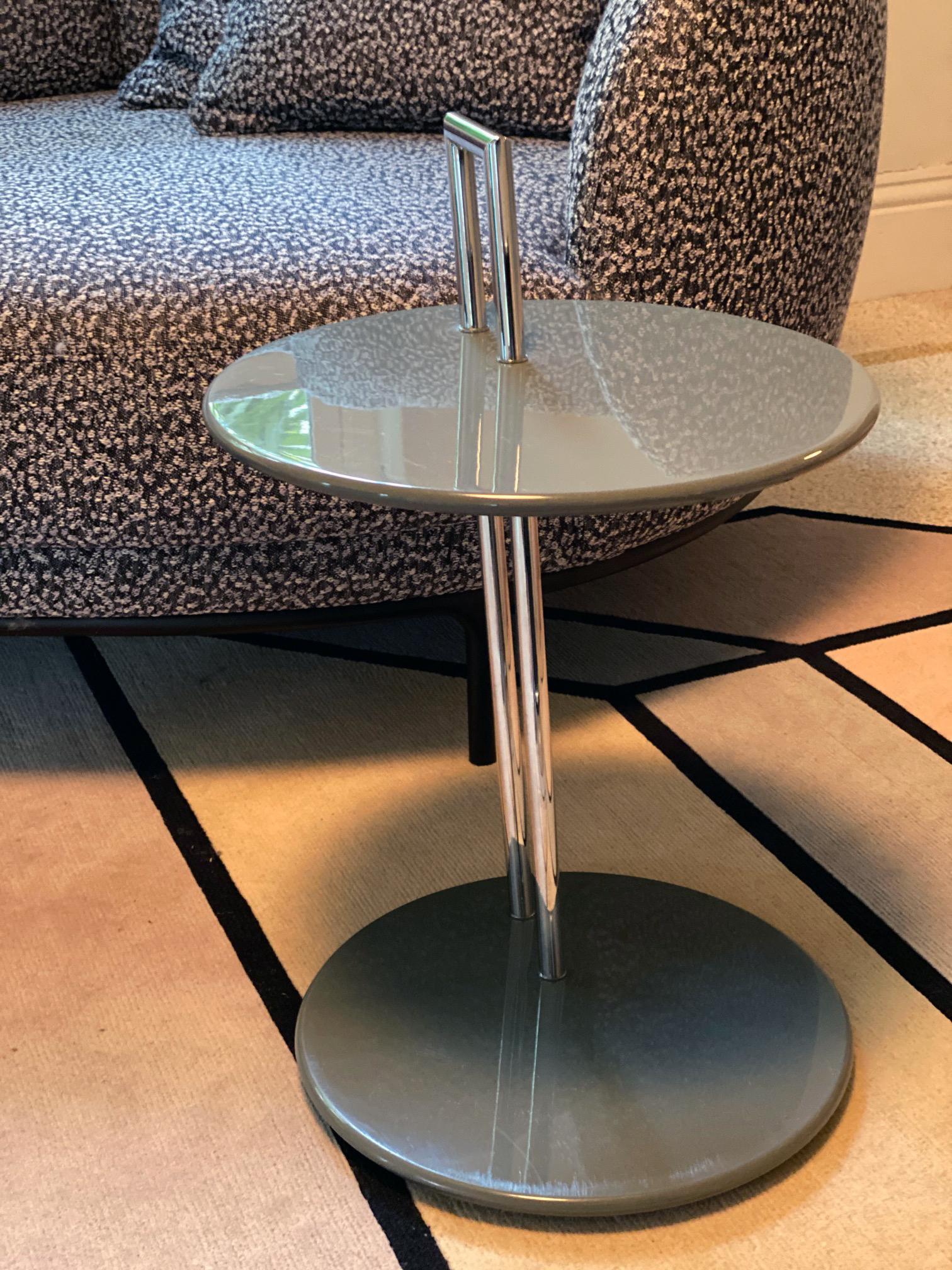 Chrome ClassiCon Grey Round Occasional Table Designed by Eileen Gray