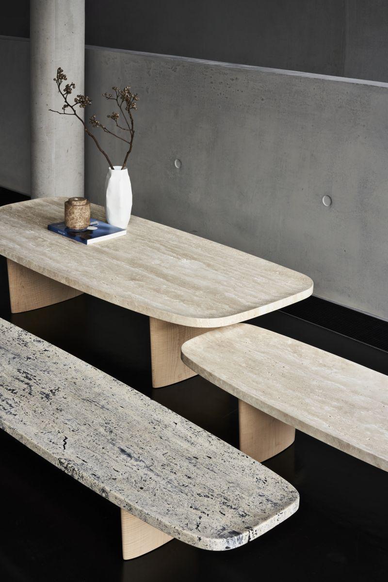 Contemporary ClassiCon Matéria Natural Travertine Side Table Designed by Christian Haas For Sale