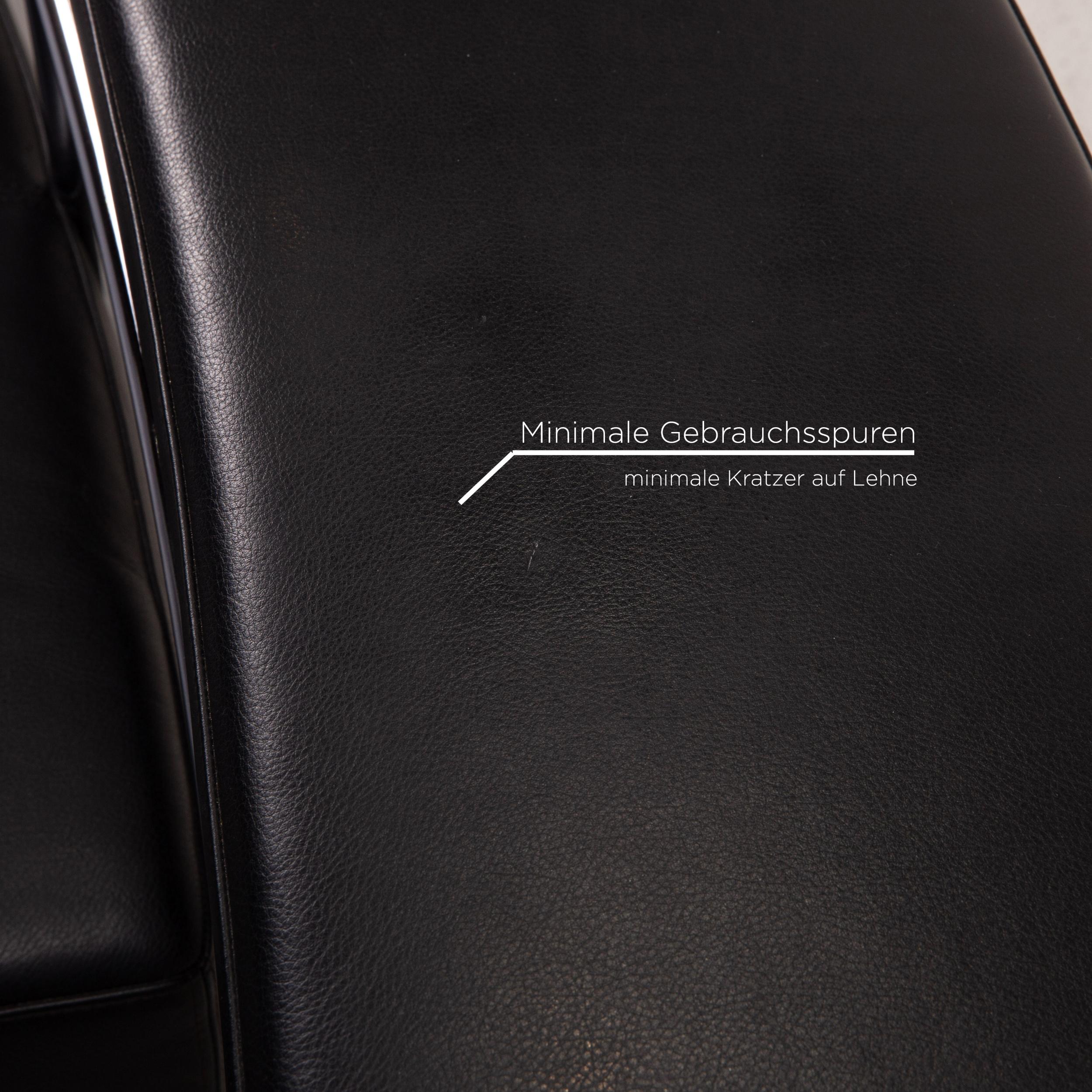 European ClassiCon Monte Carlo Leather Sofas Black Four-Seat Couch