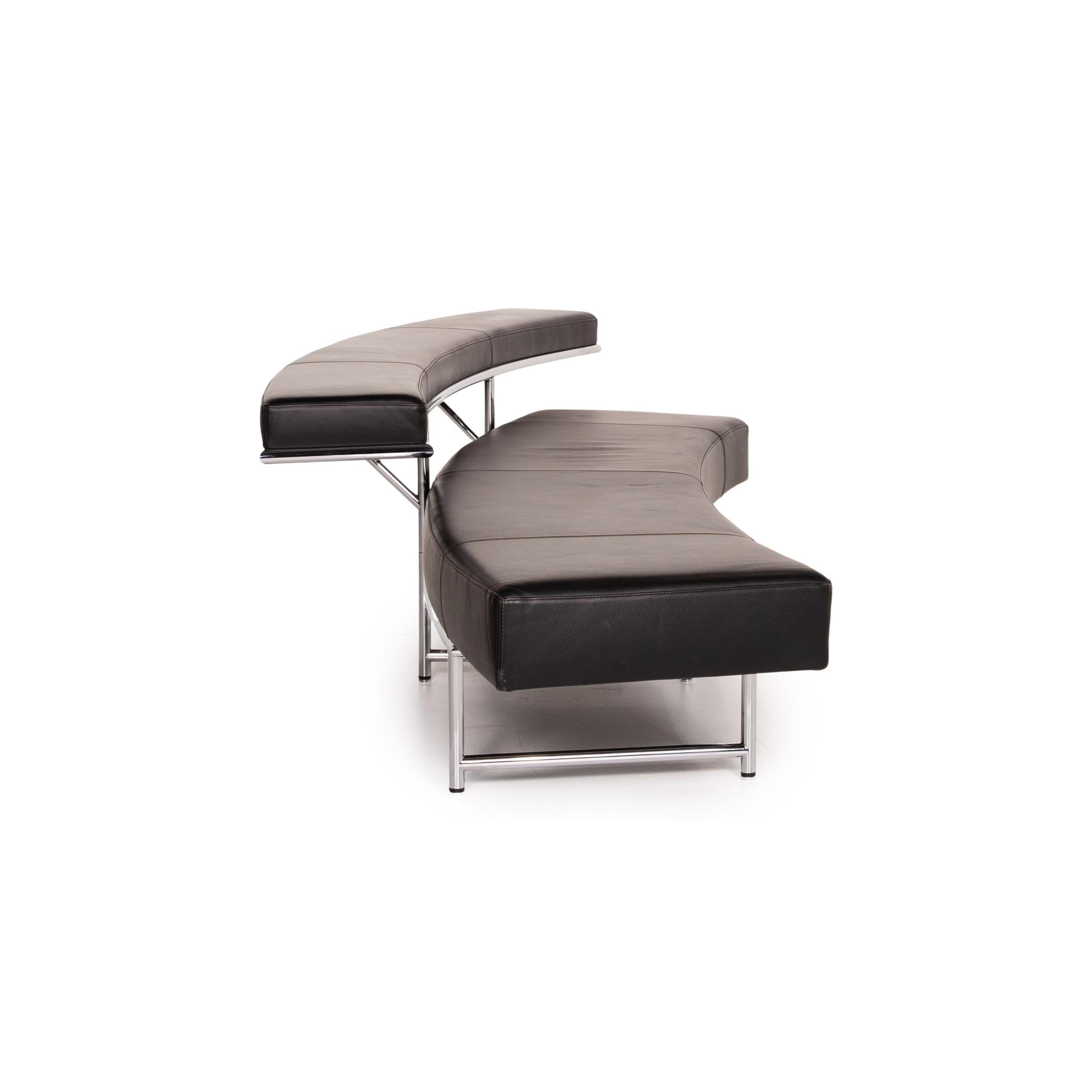 ClassiCon Monte Carlo Leather Sofas Black Four-Seat Couch 3
