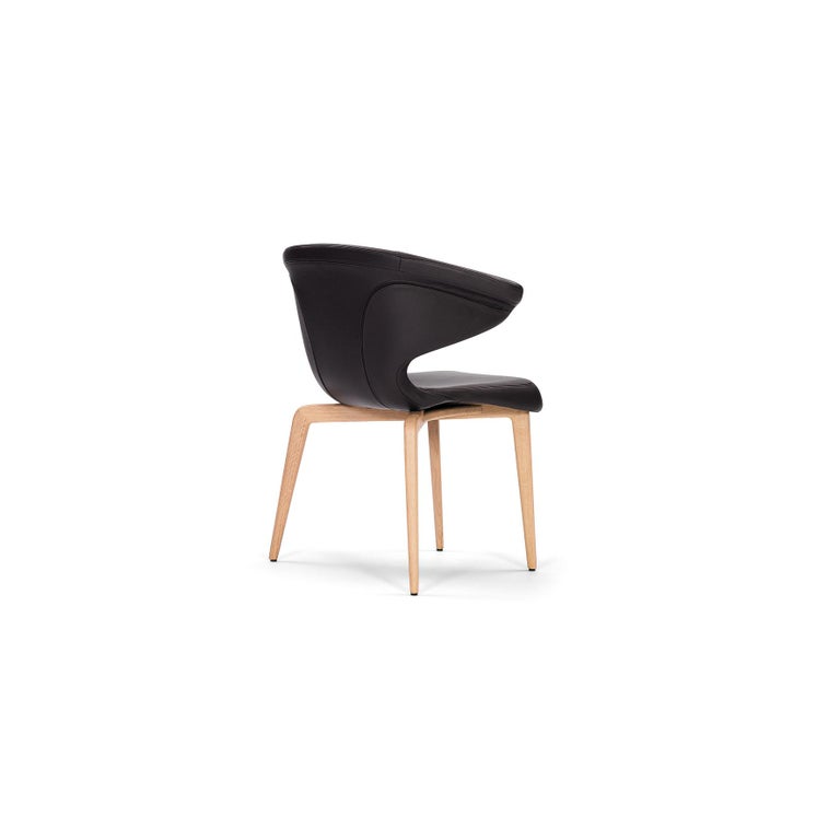 Modern ClassiCon Munich Armchair in Leather with Oak by Sauerbruch Hutton For Sale