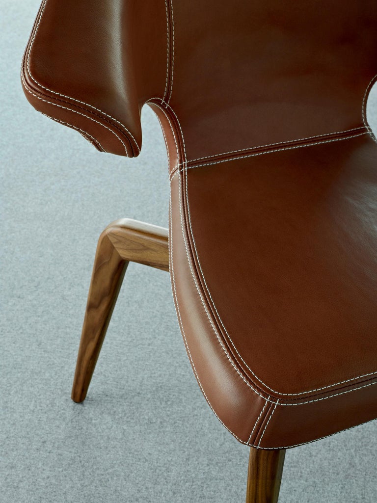 Contemporary ClassiCon Munich Armchair in Leather with Oak by Sauerbruch Hutton For Sale