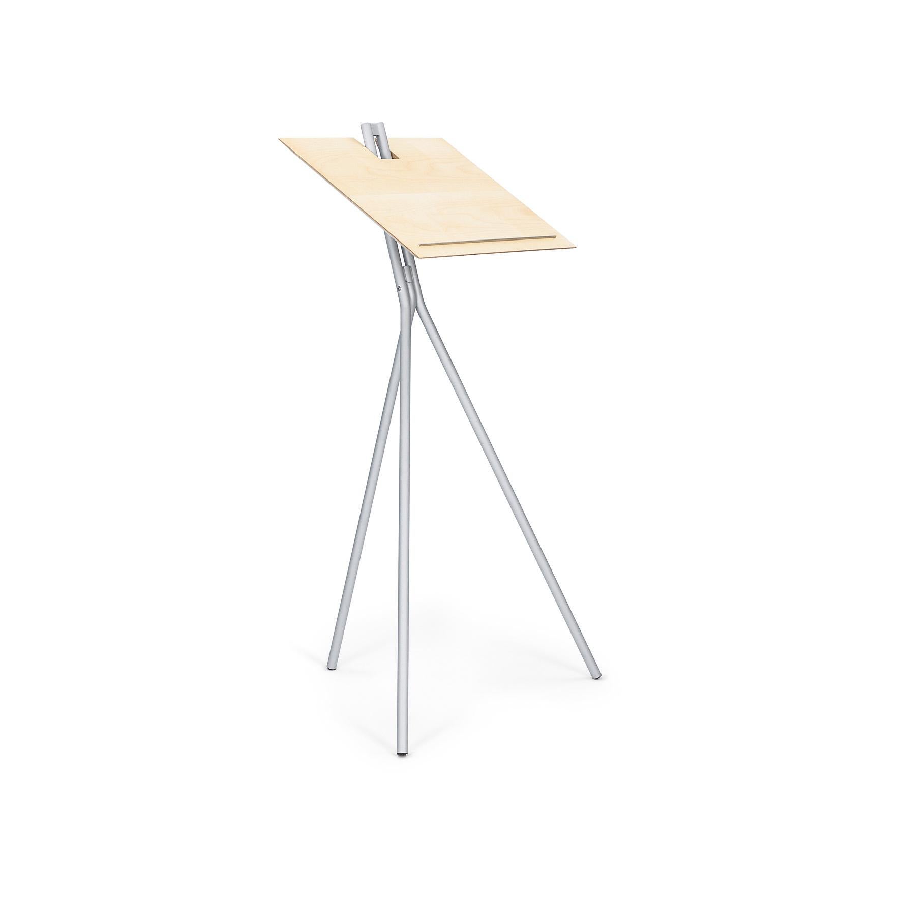 Notos is an essential object in a household or office where artistically inclined persons live and work. That is because this unprecedented, multifunctional piece of furniture transforms itself in no time into a standing desk or a note Stand or an