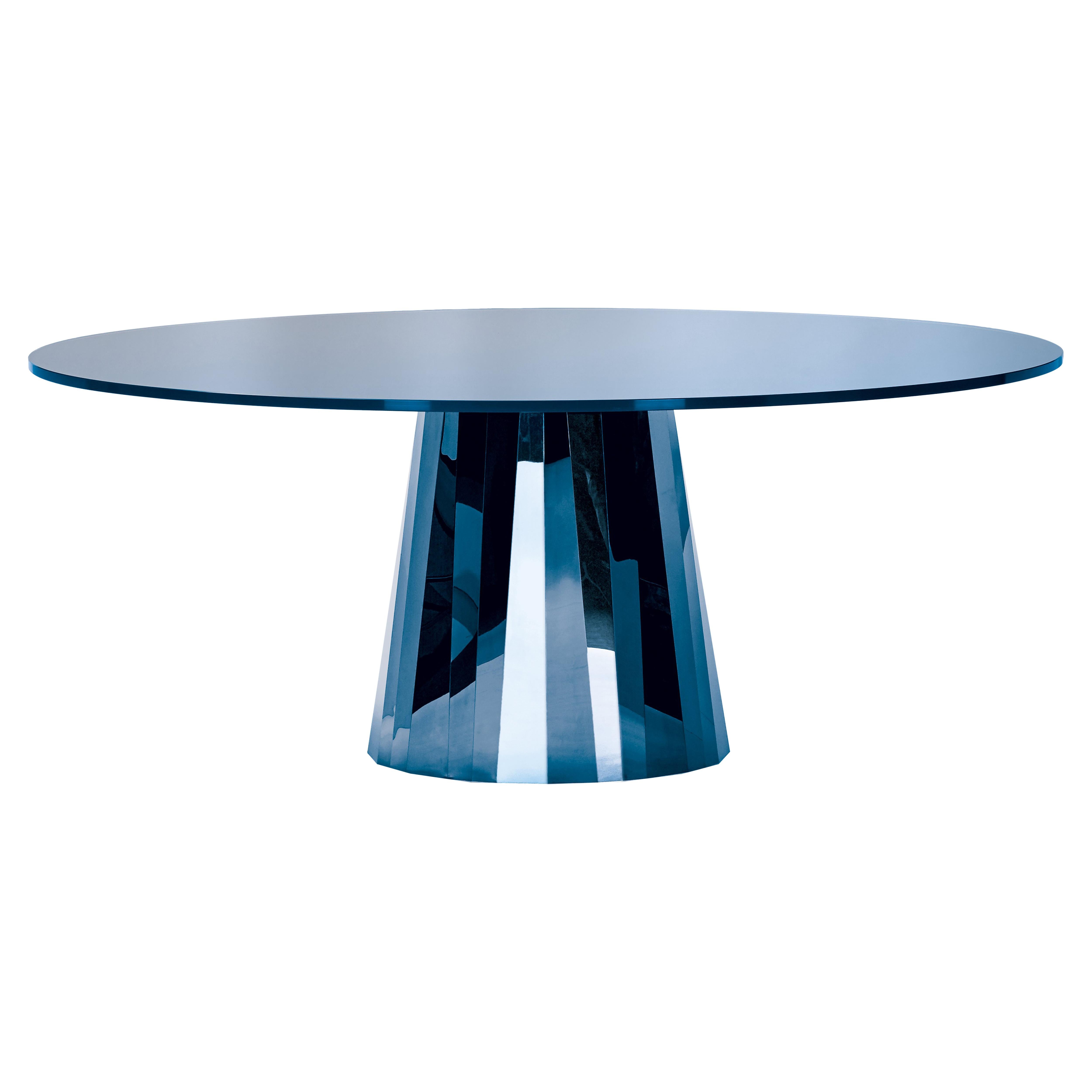 ClassiCon Pli Table in Blue with Glass Top by Victoria Wilmotte For Sale