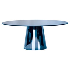 ClassiCon Pli Table in Blue with Glass Top by Victoria Wilmotte