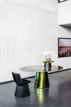 ClassiCon Pli Table in Green with Crystal Glass Top by Victoria Wilmotte