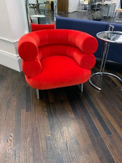 Classicon Red Velvet Bibendum Lounge Chair by Eileen Gray in STOCK