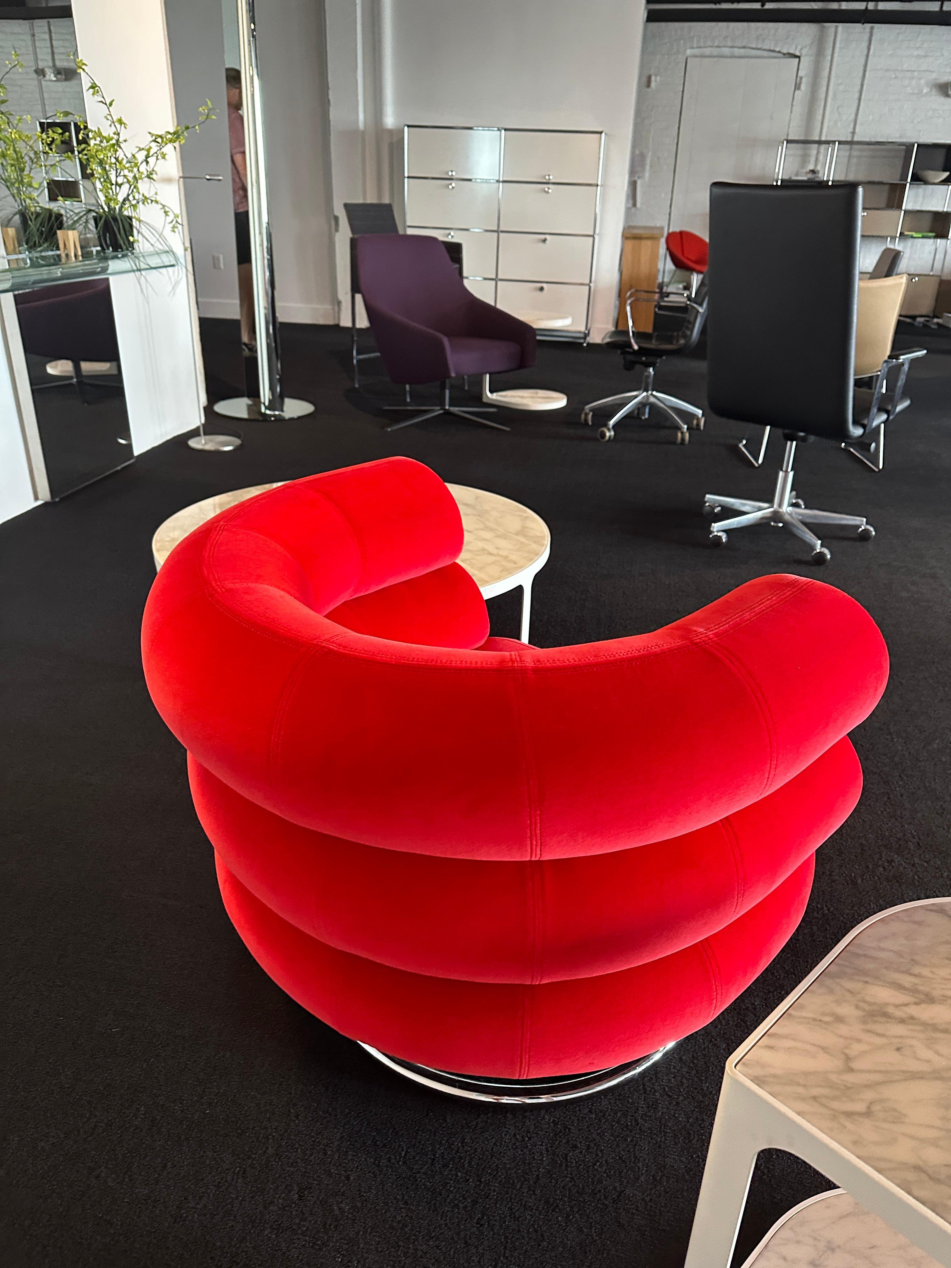 Classicon Red Velvet Bibendum Lounge Chair by Eileen Gray in STOCK 11