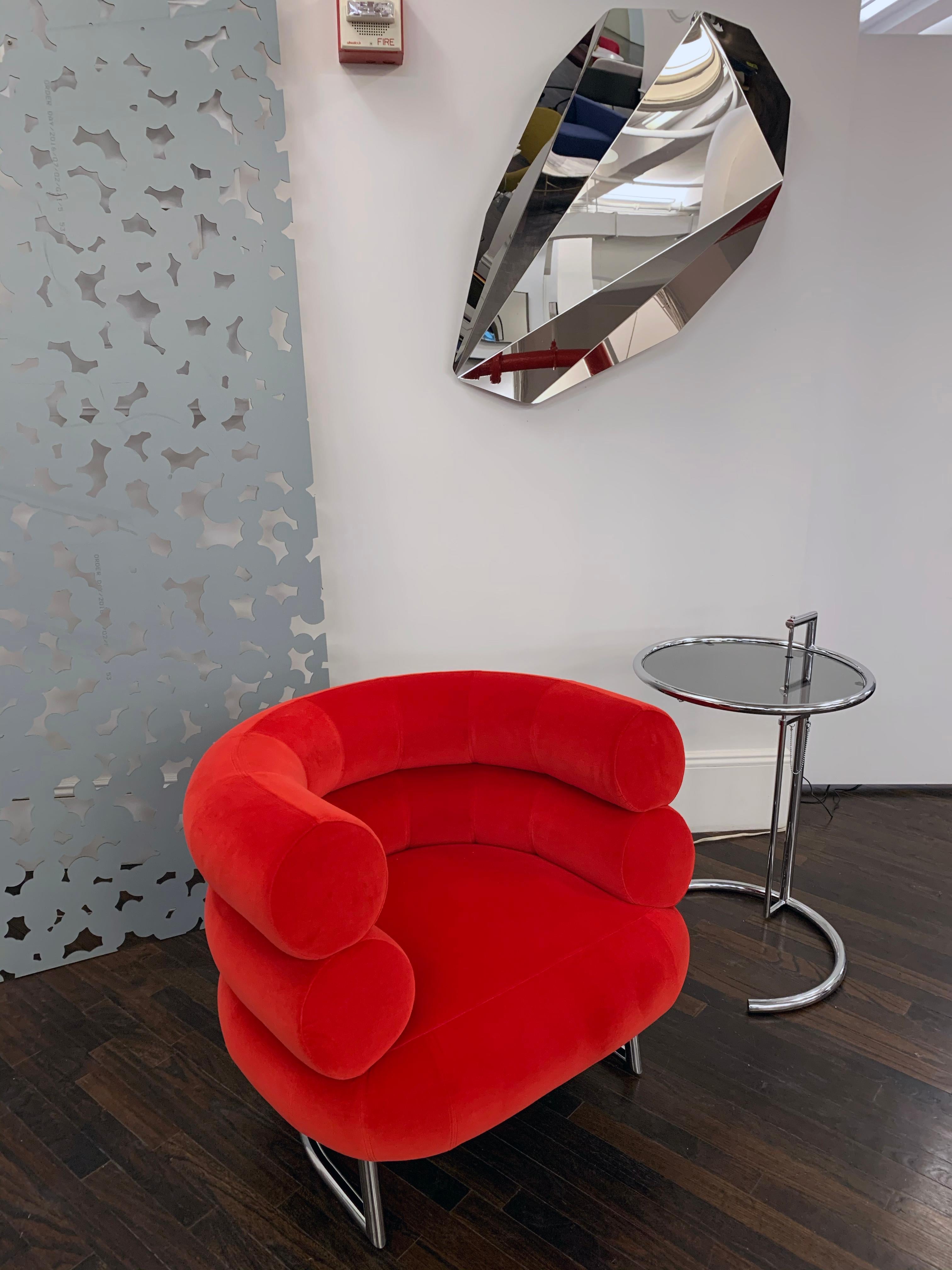 German Classicon Red Velvet Bibendum Lounge Chair by Eileen Gray in STOCK