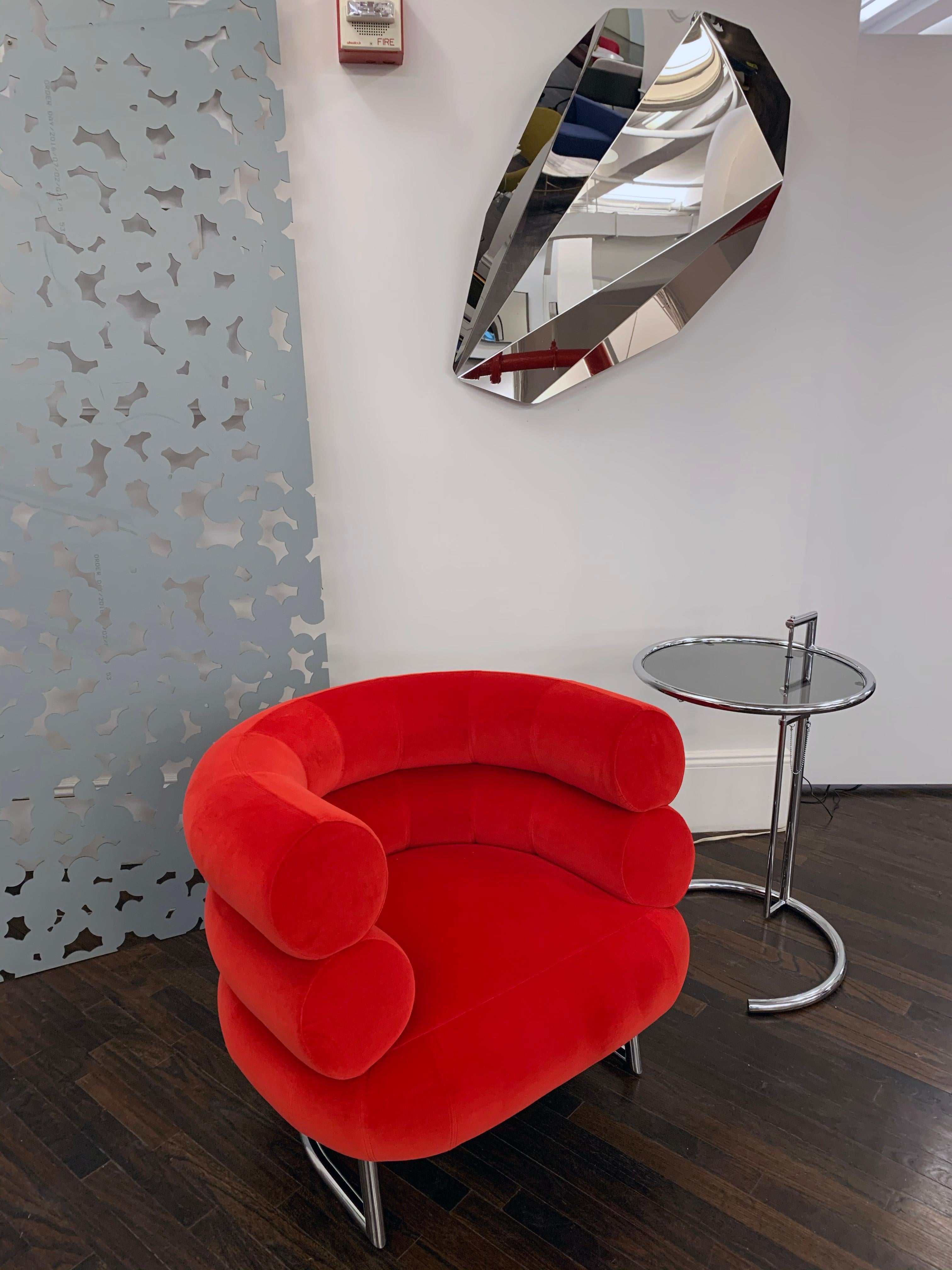 German Classicon Red Velvet Bibendum Lounge Chair by Eileen Gray in STOCK For Sale