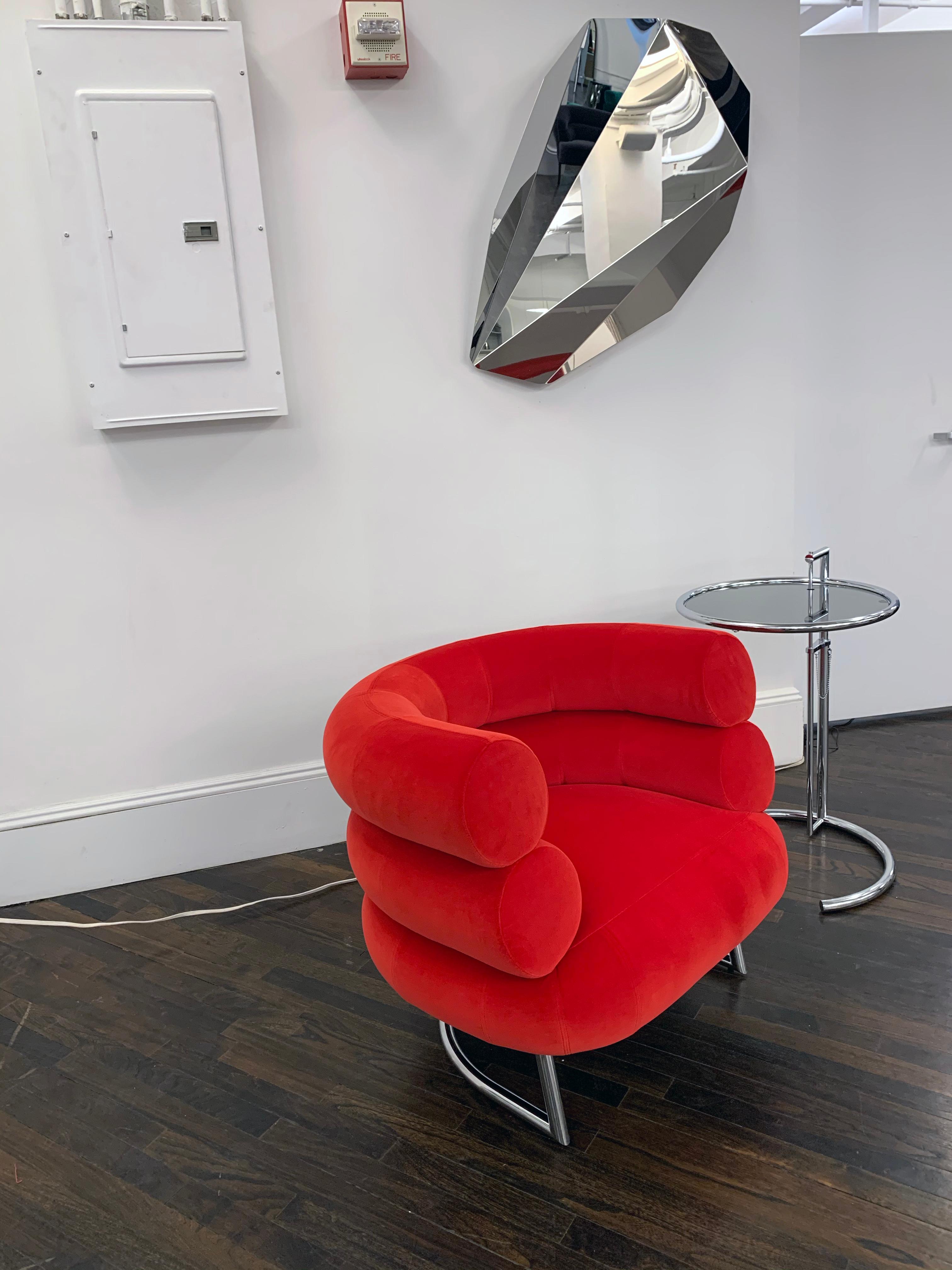 Contemporary Classicon Red Velvet Bibendum Lounge Chair by Eileen Gray in STOCK For Sale