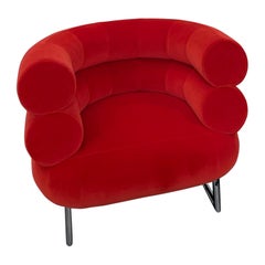 Classicon Red Velvet Bibendum Lounge Chair by Eileen Gray in STOCK