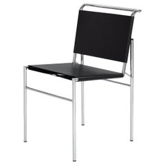 Silla ClassiCon Roquebrune negra con patas cromadas by Eileen Gray