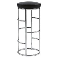 ClassiCon Satish Bar Stool Design Eckart Muthesius - Black leather seat