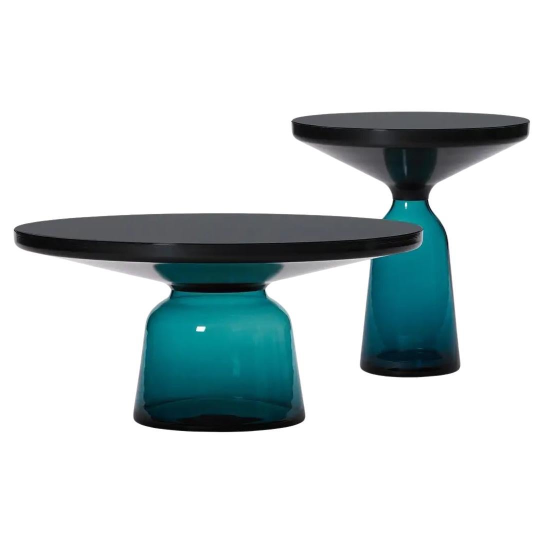 ClassiCon Set of Montana blue Glass Bell Tables by Sebastian Herkner in STOCK For Sale