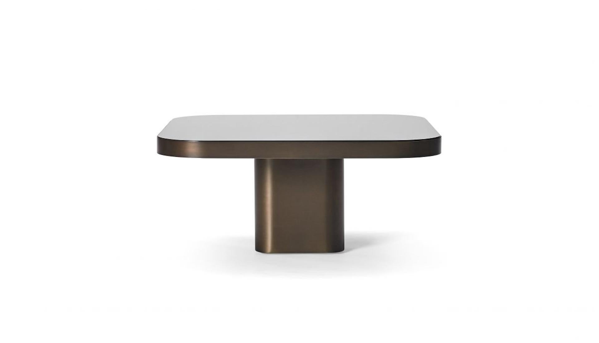 Set of table - 
Bow 3 & 5
dimensions of bow 3: 70x70x31cm
Bow 5: 100x100x 25cm

Inspired by 1970s lines and designs, Brazilian Guilherme Torres presents a side table or coffee table of casual elegance. The metal-covered surface of the body also