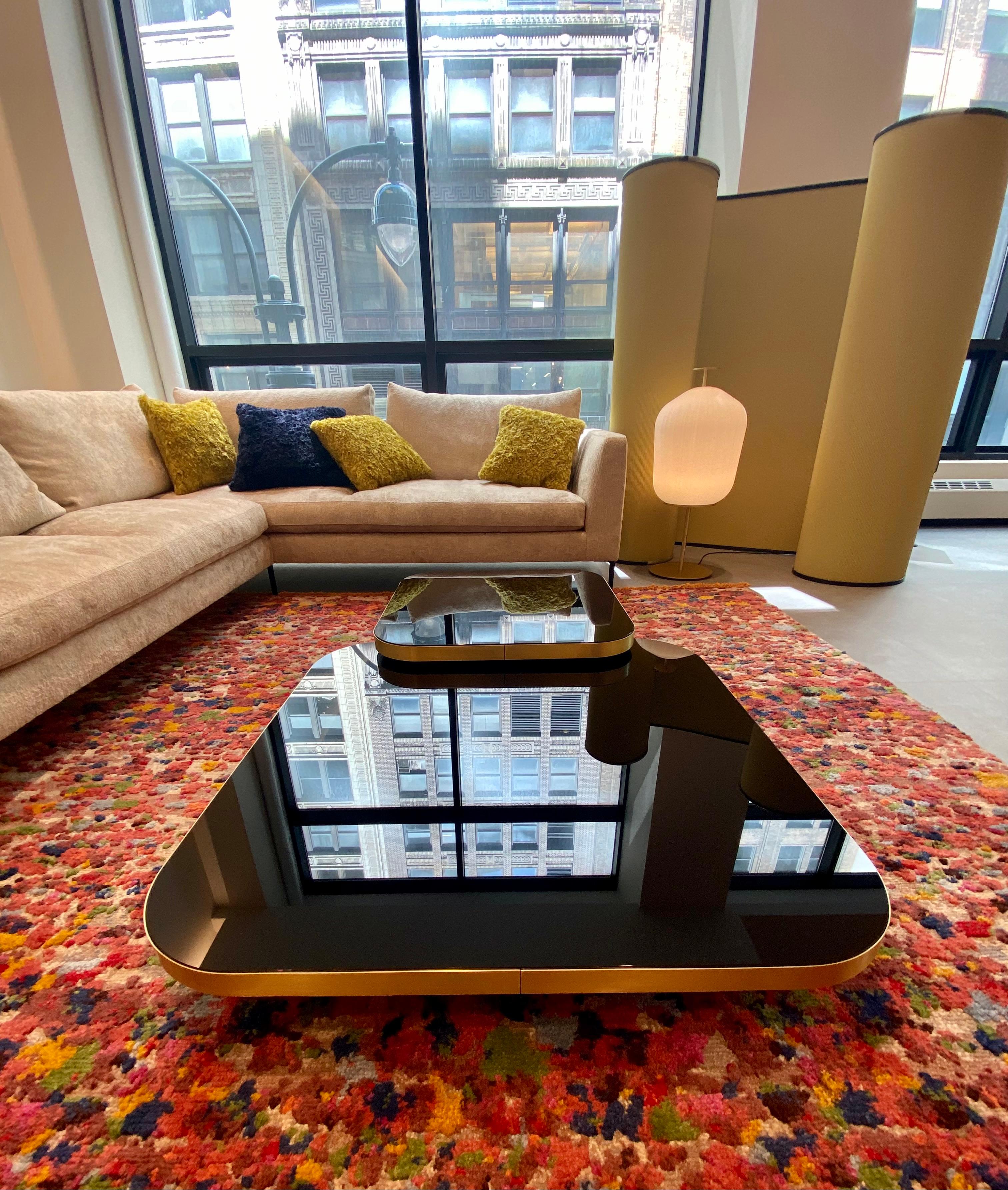 Contemporary ClassiCon Set of Two Brass Bow Coffee Tables Designed by Guilherme Torres