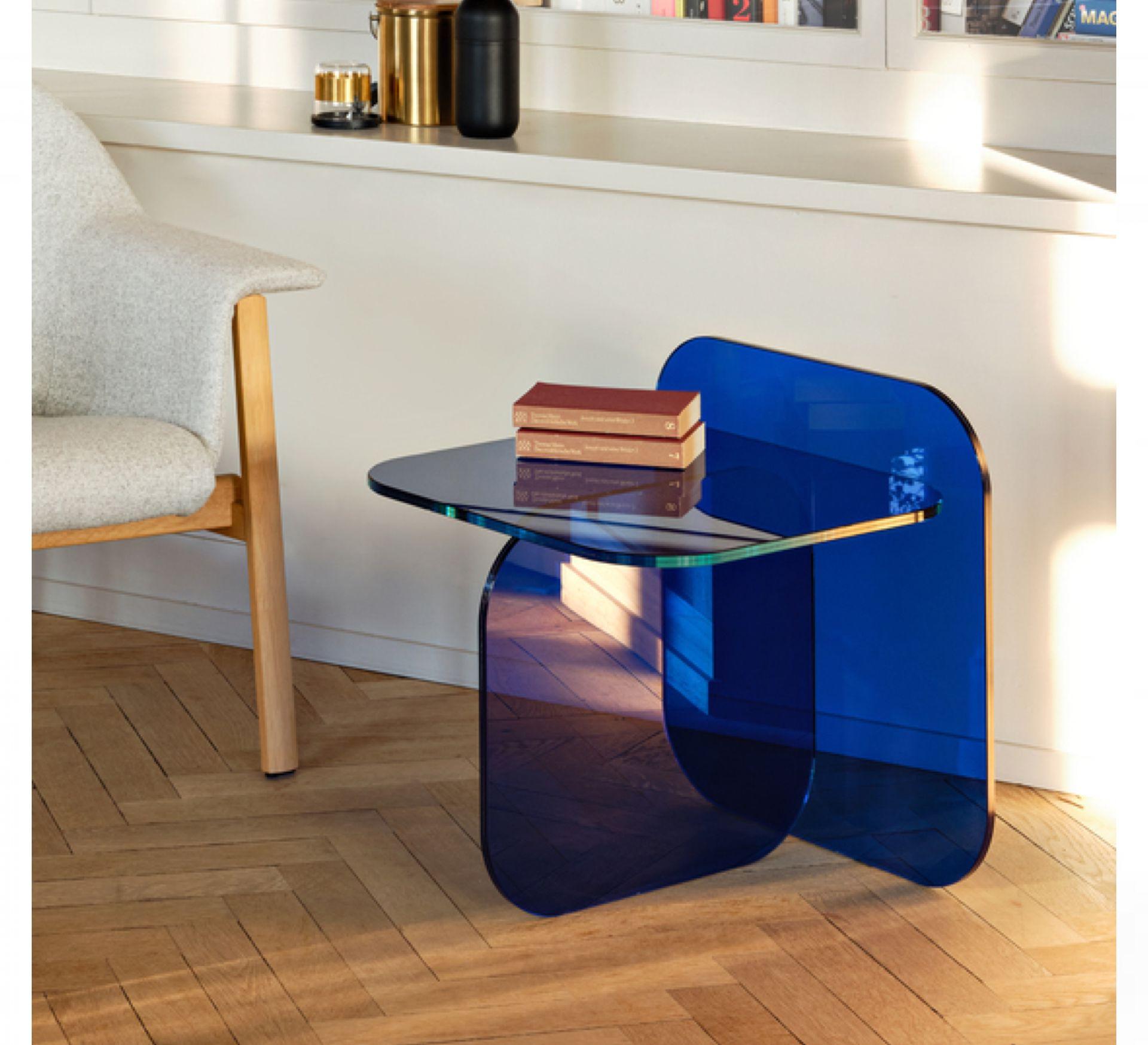 ClassiCon Sol Royal Blue Glass Side Table Designed by Ortega & Guijarro For Sale 1