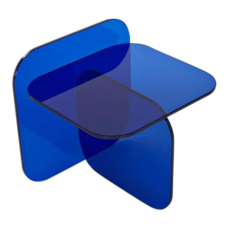 ClassiCon Sol Royal Blue Glass Side Table Designed by Ortega & Guijarro For Sale