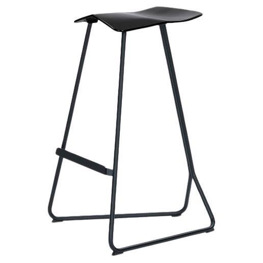 ClassiCon Triton Bar Stool by Clemens Weisshaar, Black Steel & Black Leather For Sale