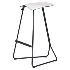 ClassiCon Triton Bar Stool by Clemens Weisshaar, Black Steel & White Leather