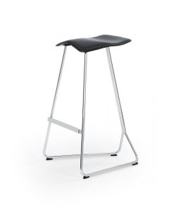 ClassiCon Triton Bar Stool by Clemens Weisshaar, Chrome Steel & Black Leather