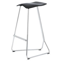 ClassiCon Triton Bar Stool by Clemens Weisshaar, Chrome Steel & Black Leather