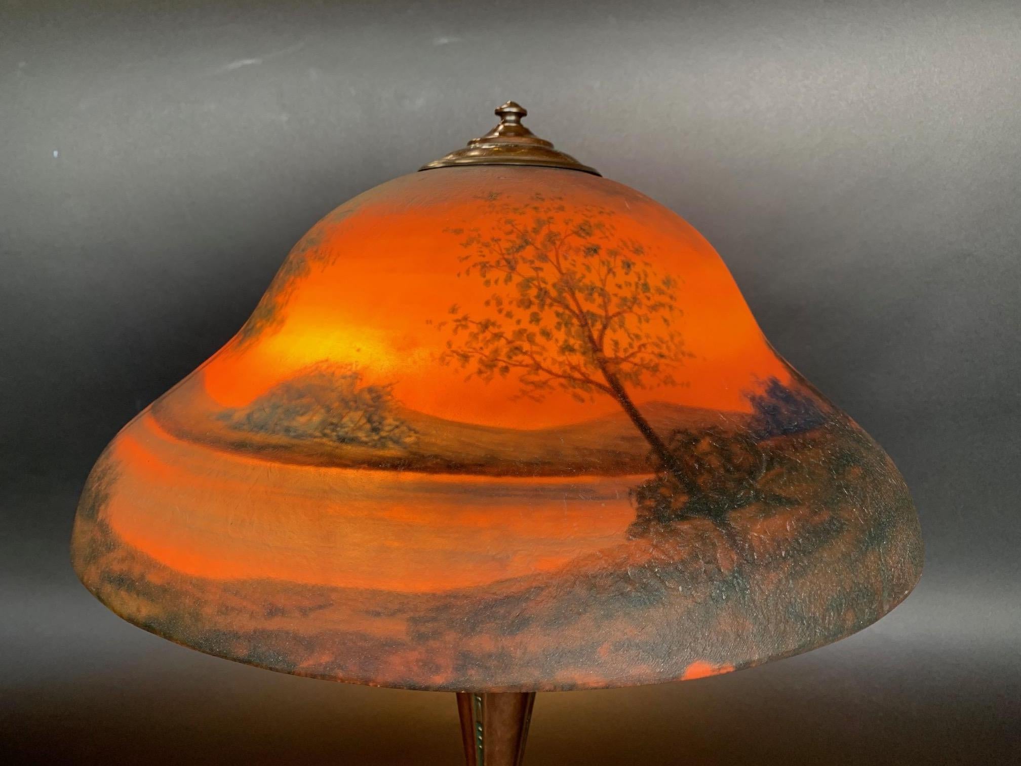 Other Classique Sunset Landscape Table Lamp, circa 1920 For Sale