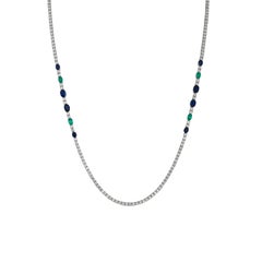Sunita Nahata Sautoir classique en émeraude, saphir et diamant en 18KWG