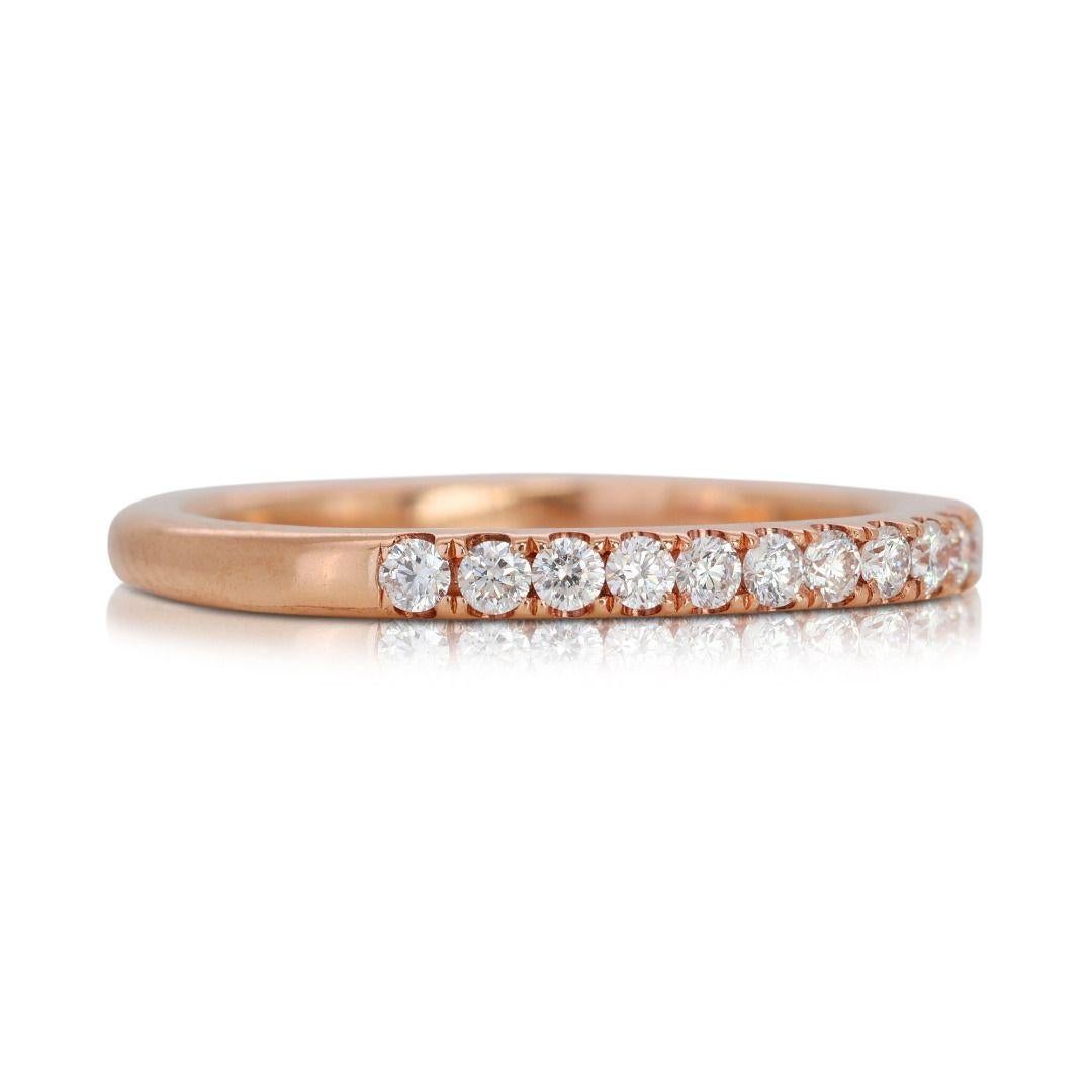 Round Cut Classy 0.12ct Half Eternity Diamond Ring set in 18K Rose Gold For Sale