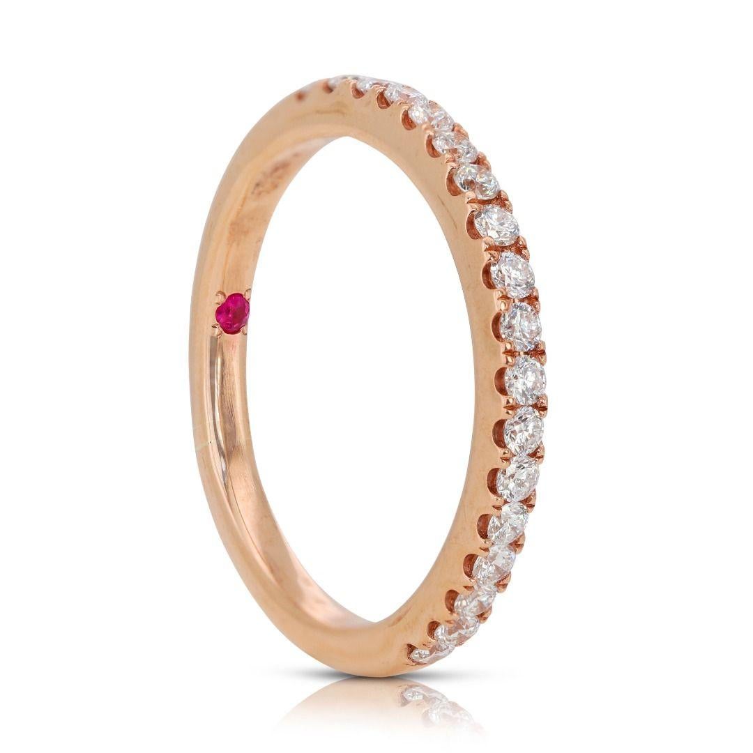 Classy 0.12ct Half Eternity Diamond Ring set in 18K Rose Gold In New Condition For Sale In רמת גן, IL