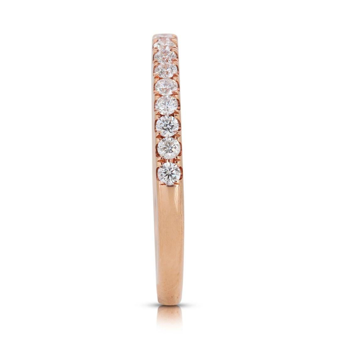 Women's Classy 0.12ct Half Eternity Diamond Ring set in 18K Rose Gold For Sale