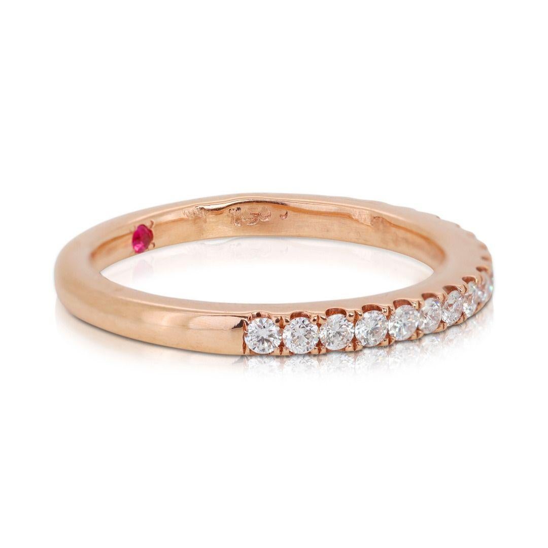 Classy 0.12ct Half Eternity Diamond Ring set in 18K Rose Gold For Sale 2