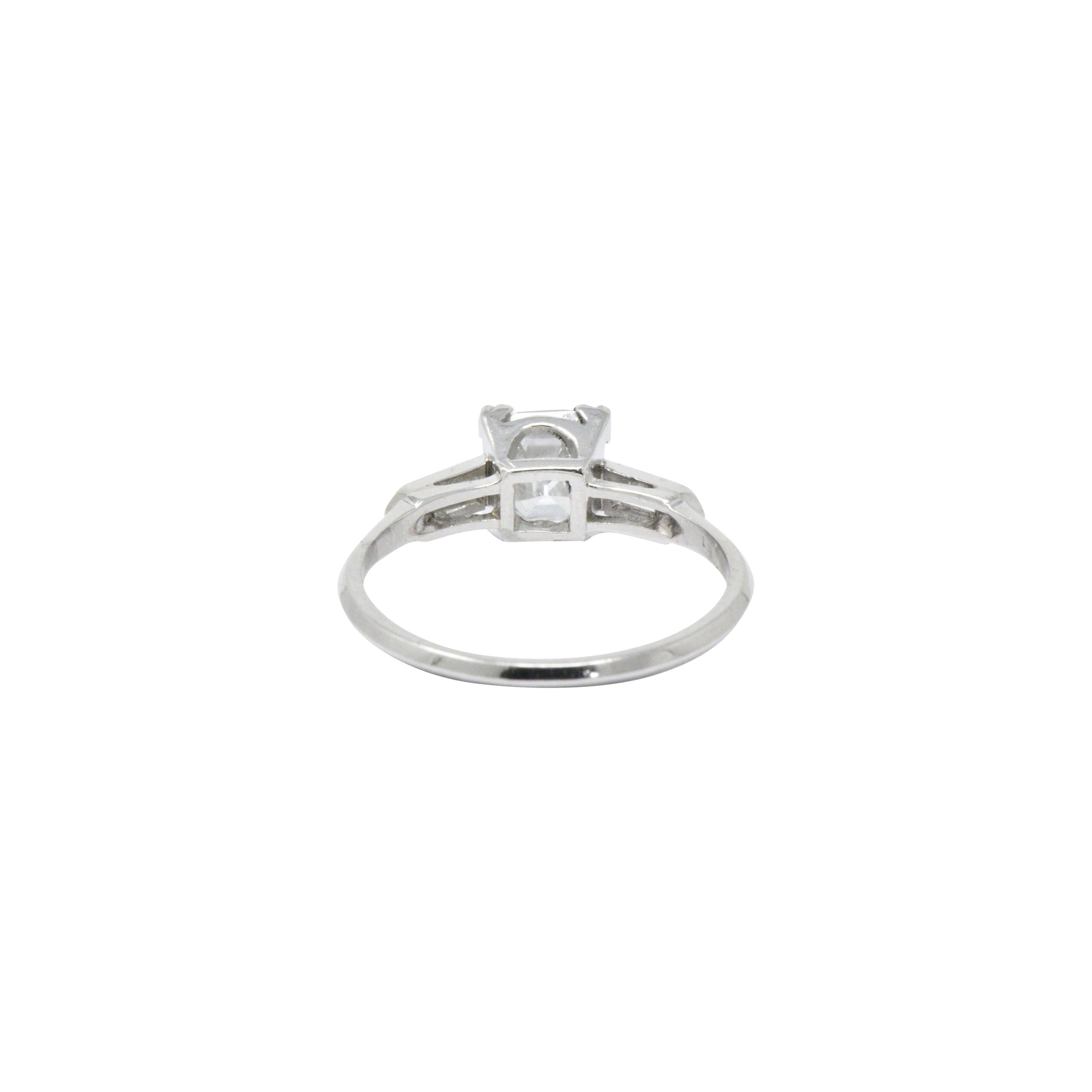 Women's or Men's Classy 1.07 CTW Asscher Cut Diamond & Platinum Engagement Alternative Ring GIA