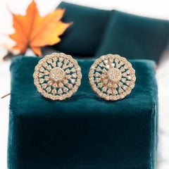 Classy 1.94 Carats F/VS1 Round Brilliant Diamonds Stud Earrings in 14K Rose Gold