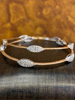 Classy 3.50 Carats F/VS1 Round Brilliant Diamond Pavé Bangle Set 14K Rose Gold