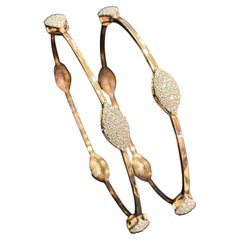 Classy 3.50 Carats F/VS1 Round Brilliant Diamond Pavé Bangle Set 14K Rose Gold
