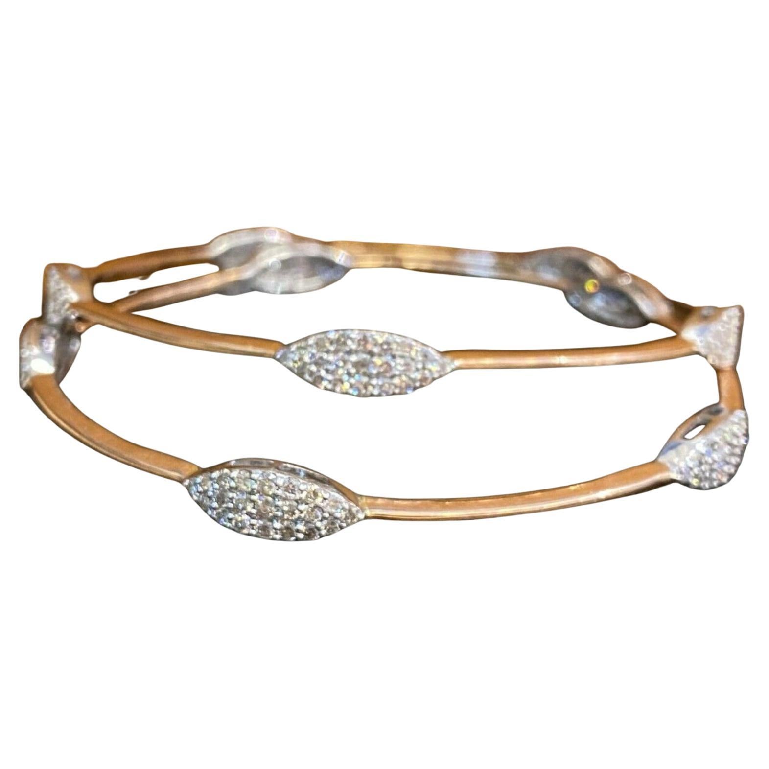 Classy 3.50 Carats F/VS1 Round Brilliant Diamond Pavé Bangle Set 14K Rose Gold