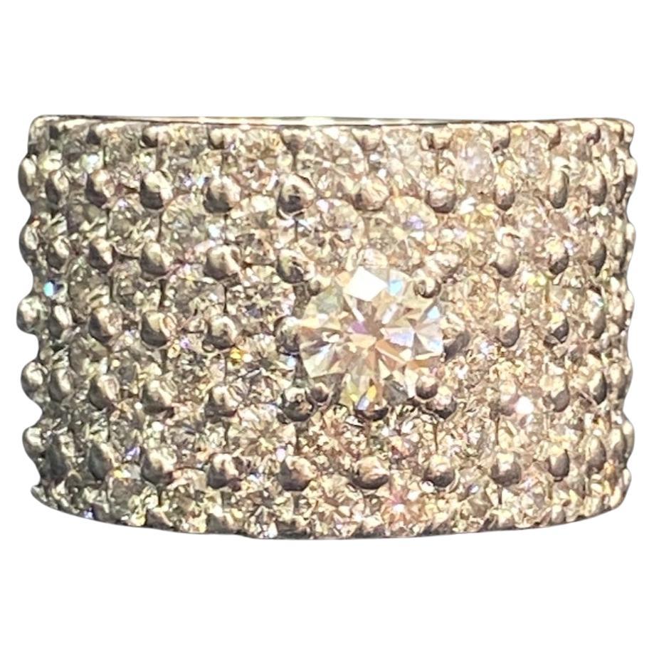 Classy 5.54 Cts Round Brilliant Cut F/VS1 Diamonds Engagement Band Ring 18K Gold